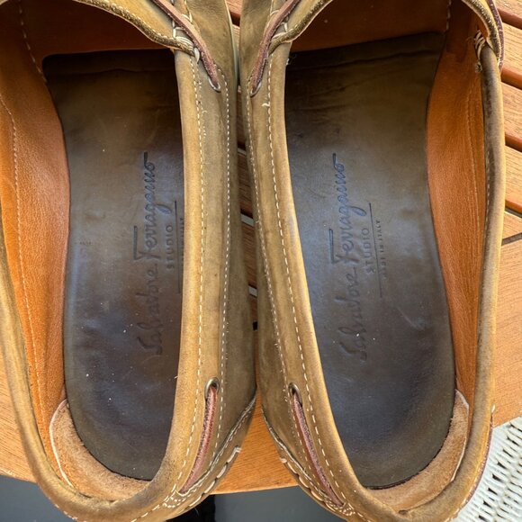 Salvatore Ferragamo Mens  Suede Moccasin Loafers With Rubber Sole Size 9 - Picture 7 of 8